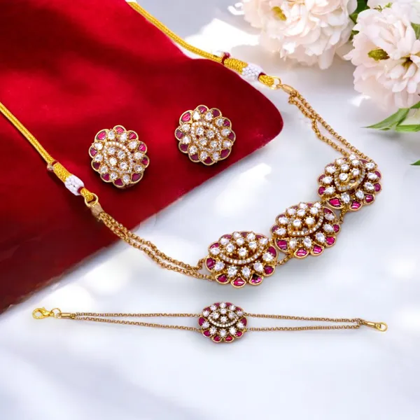 Traditional_Gold-Plated_Necklace_Set_with_Matching_Bracelet_and_Earrings_-_Handcrafted_Floral_Design_with_Ruby_&_Pearl_Accents_For_Women_&_Girls