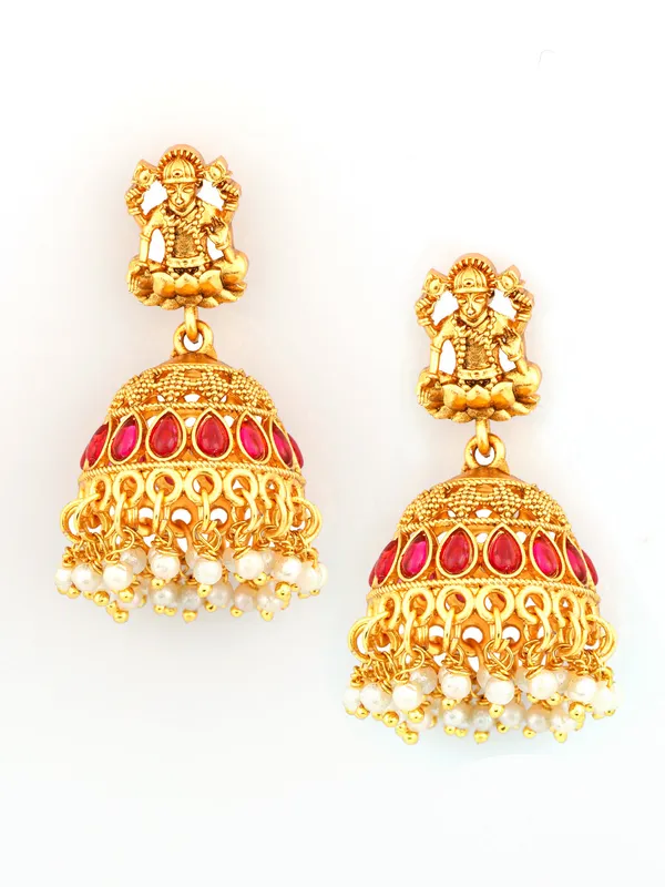 Traditional_Temple_Coin_Necklace_Set_with_Lakshmi_Pendant_&_Jhumka_Earrings_For_Women_&_Girls