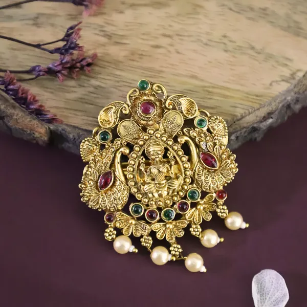 Traditional_Temple_Design_Gold-Plated_Hair_Barrette_Clip_with_Goddess_Laxmi_and_Peacock_Motif_and_Pearl_Accents_For_Women_&_Girls