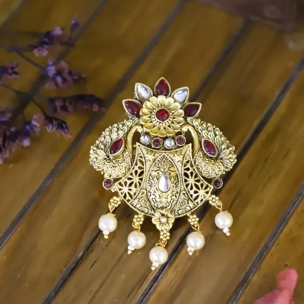 Traditional_Temple_Peacock_Design_Gold-Plated_Hair_Barrette_with_Pearl_Accents_For_Women_&_Girls