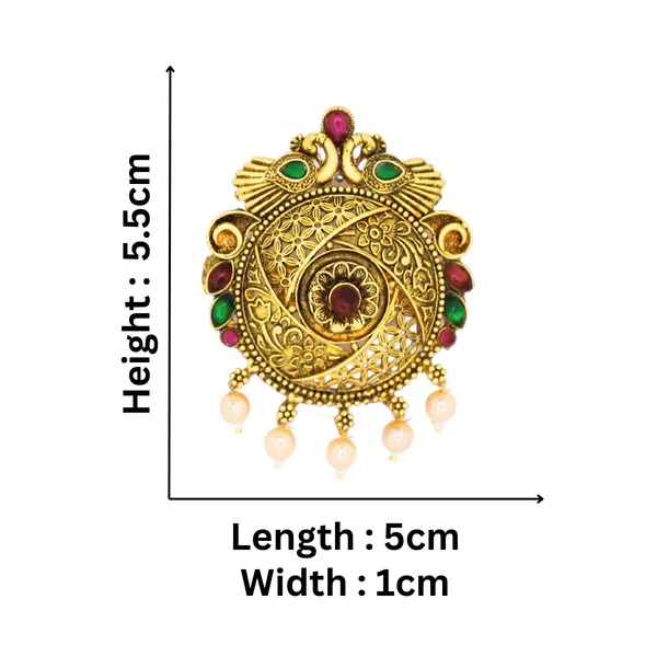 Traditional_Temple_Peacock_Design_Gold-Plated_Round_Hair_Barrette_with_Pearl_Accents_For_Women_&_Girls