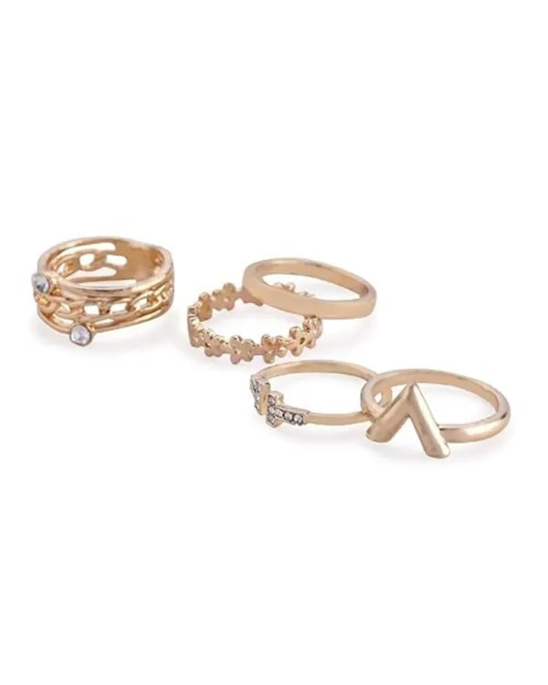 TRENDISIA_Indo-Western_Inspired_Gold_Plated_Minimal_Design_Contemporary_Style_Semi_Prcecious_Stones_Studded_Finger_Rings_Combo_Pack_of_5_For_Women_&_Girls