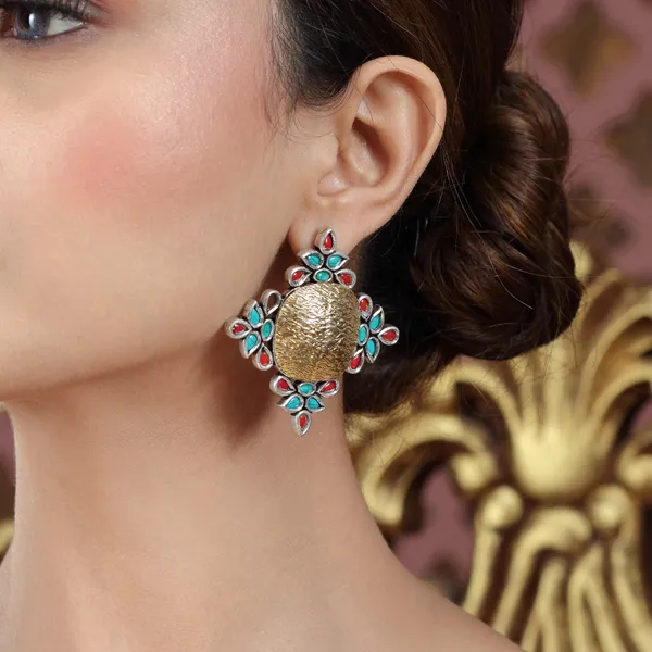 Women_Yellow_Dual_Tone_Square_Studs_For_Women_&_Girls