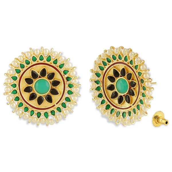 Royal_Gold_Kundan_&_Pearl_Stud_EarringsEthnic_Statement_Jewelry_for_Weddings_&_Festive_Wear_For_Women_&_Girls
