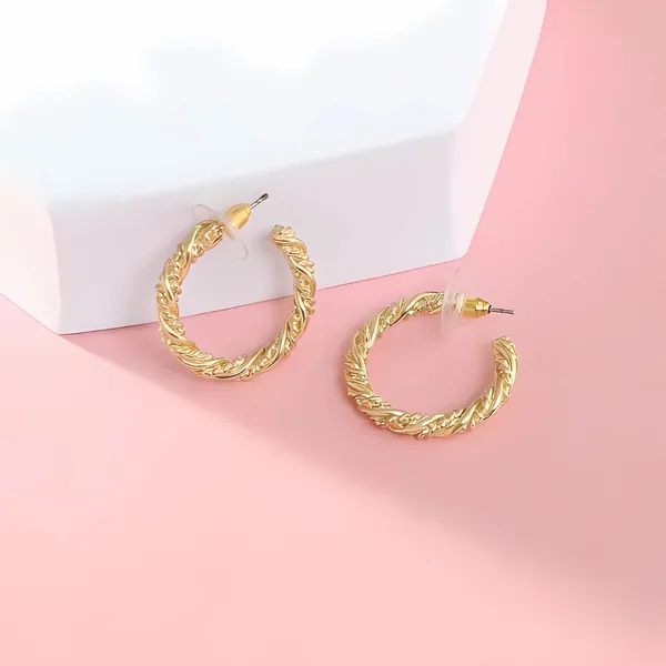 Twisted_Rope_Design_Gold_Hoop_Earrings_For_Women_&_Girls