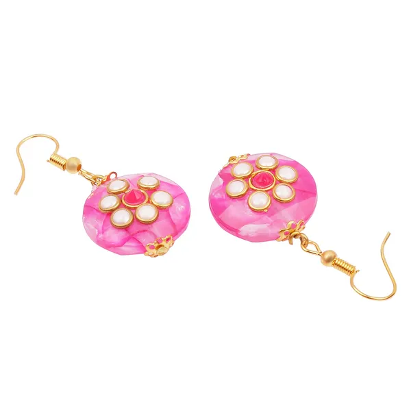 Vibrant_Pink_Floral_Bead_Earrings_For_Women_&_Girls