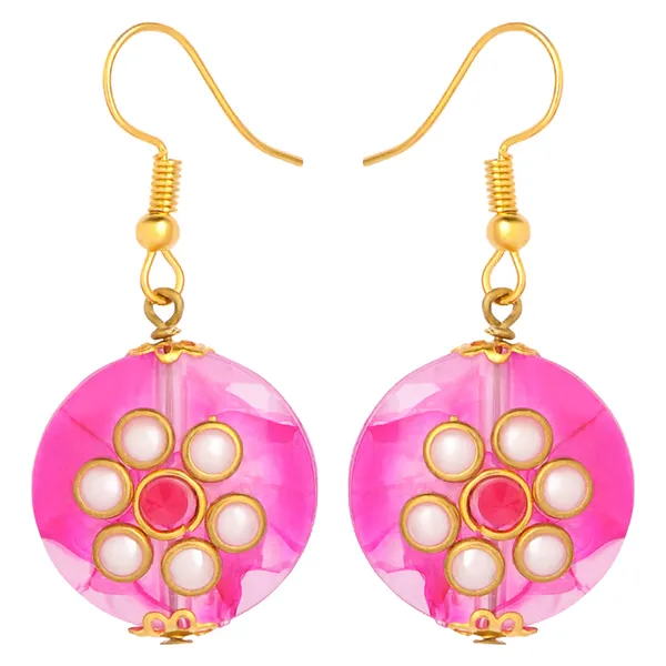 Vibrant_Pink_Floral_Bead_Earrings_For_Women_&_Girls