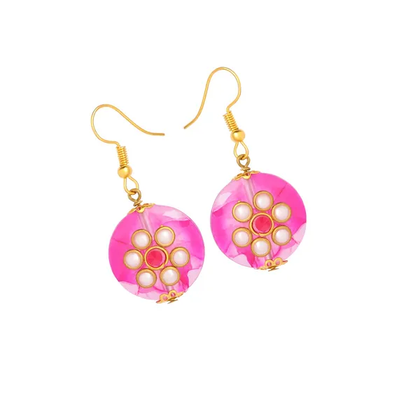 Vibrant_Pink_Floral_Bead_Earrings_For_Women_&_Girls