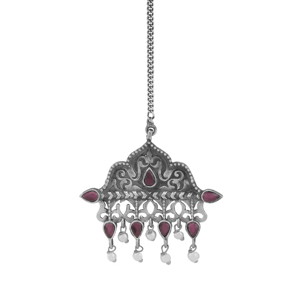 Tribal_Oxidized_Maang_Tika_With_Ruby_For_Women_&_Girls