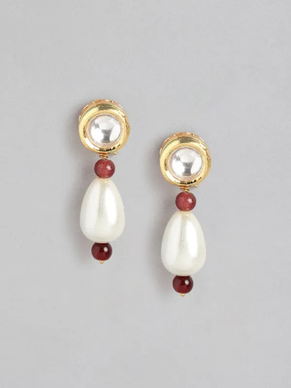 GoldPlated_Kundan_&_Red_Beaded_Necklace_Set_with_Matching_Earrings_For_Women_&_Girls