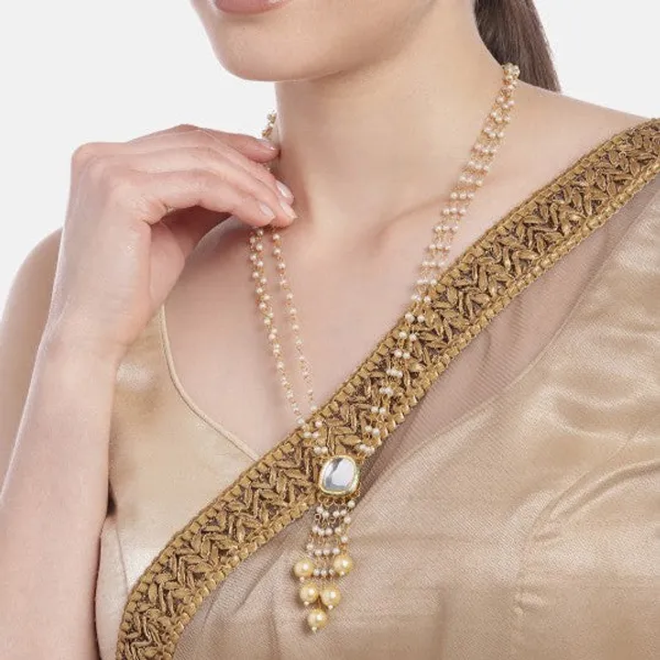 GoldPlated_Kundan_&_Pearl_Layered_Necklace_Set_With_Matching_Earrings_For_Women_&_Girls