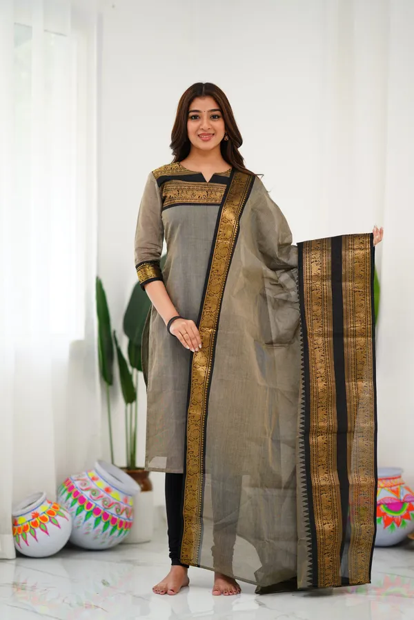 Grey_&_Black_Shade_Kanchi_Cotton_Salwar_With_Dupatta_For_Women