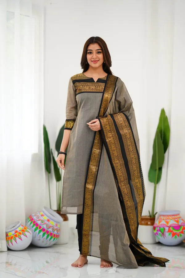 Grey_&_Black_Shade_Kanchi_Cotton_Salwar_With_Dupatta_For_Women