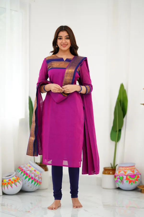 Pink_&_Blue_Shade_Kanchi_Cotton_Salwar_With_Dupatta_For_Women