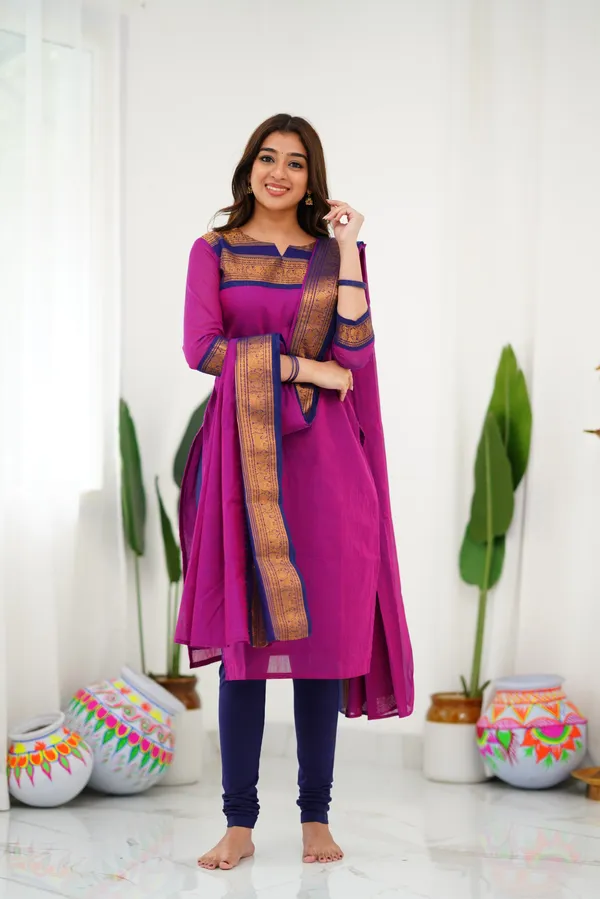 Pink_&_Blue_Shade_Kanchi_Cotton_Salwar_With_Dupatta_For_Women