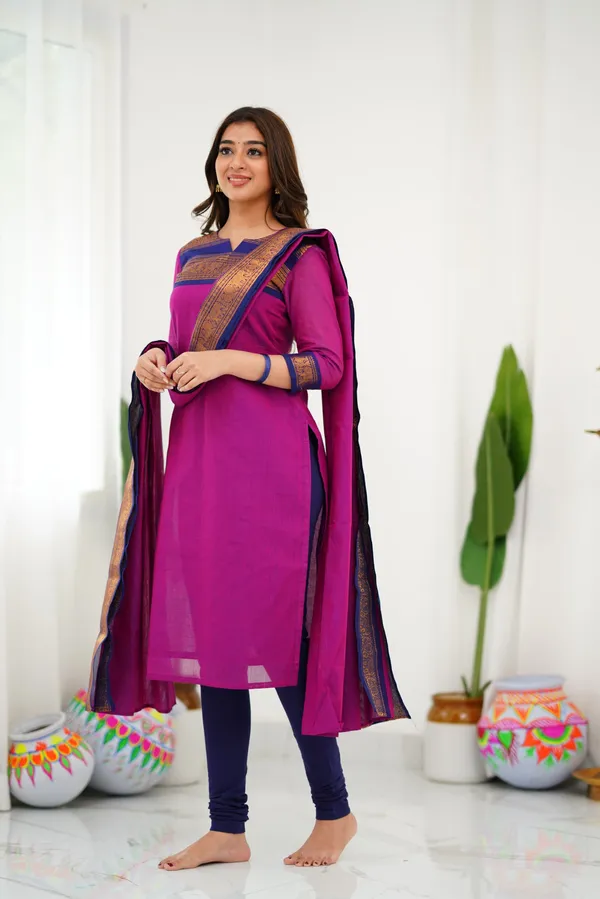 Pink_&_Blue_Shade_Kanchi_Cotton_Salwar_With_Dupatta_For_Women
