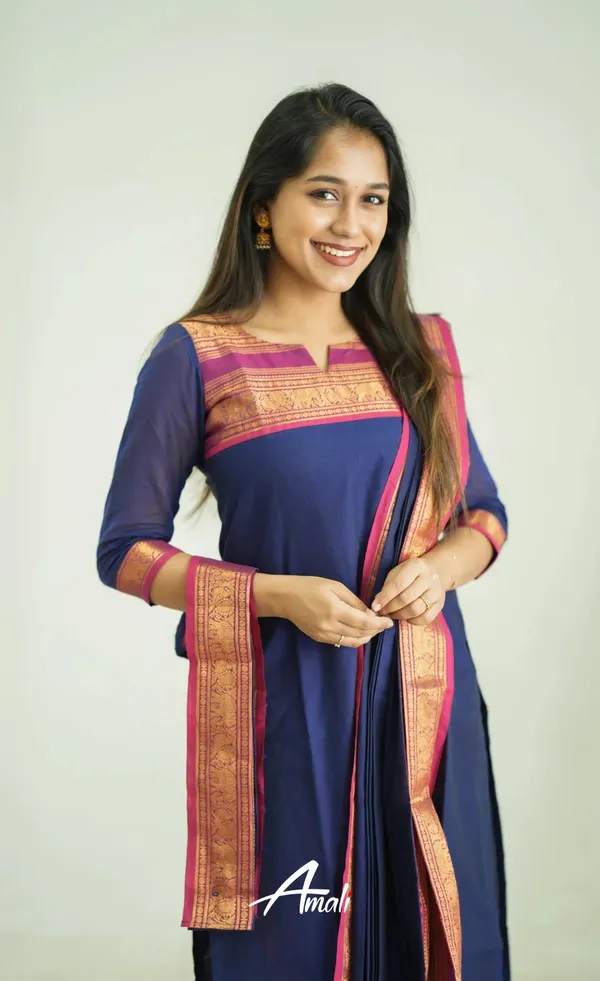 Blue_&_Pink_Shade_Kanchi_Cotton_Salwar_With_Dupatta_For_Women