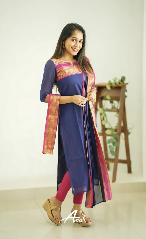Blue_&_Pink_Shade_Kanchi_Cotton_Salwar_With_Dupatta_For_Women