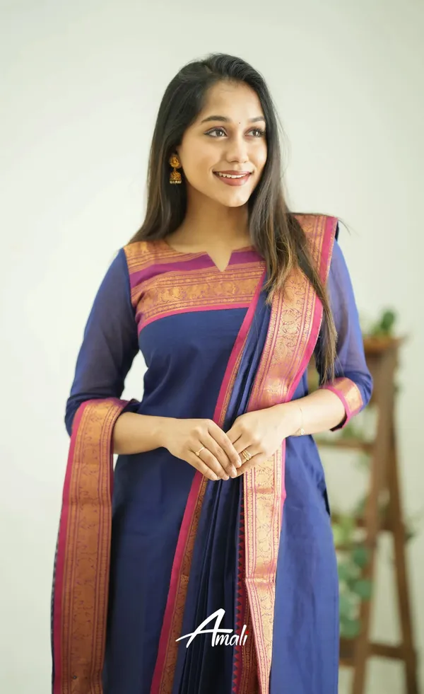 Blue_&_Pink_Shade_Kanchi_Cotton_Salwar_With_Dupatta_For_Women