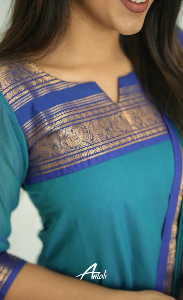 Light_Blue_&_Blue_Shade_Kanchi_Cotton_Salwar_With_Dupatta_For_Women