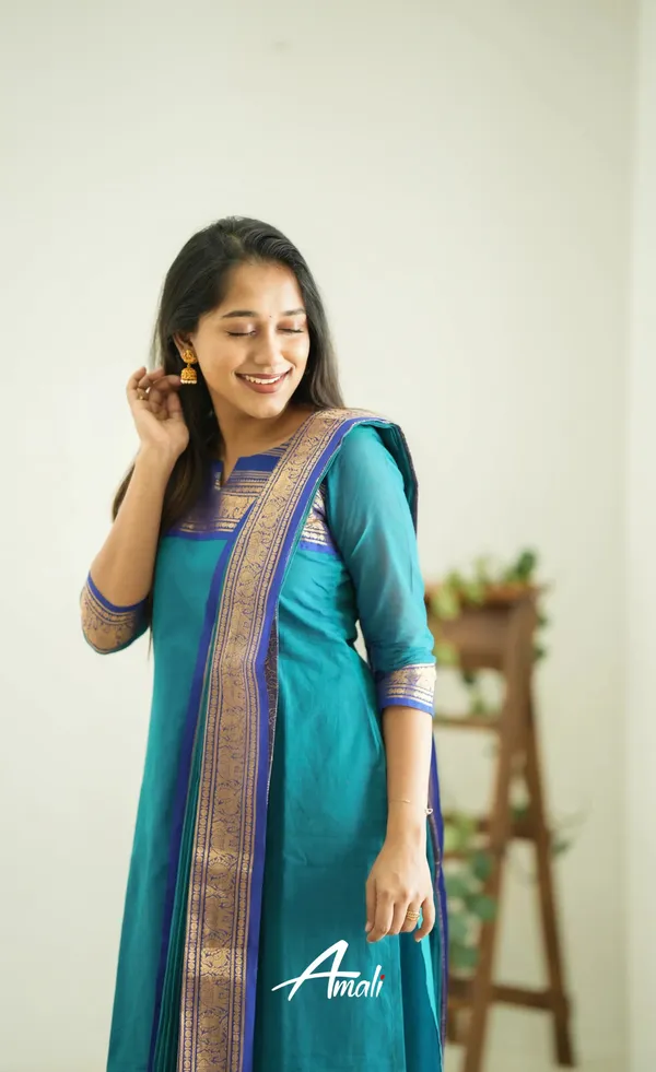 Light_Blue_&_Blue_Shade_Kanchi_Cotton_Salwar_With_Dupatta_For_Women