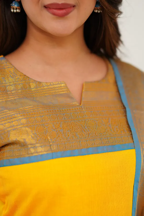 Yellow_and_Light_Blue_Shade_Kanchi_cotton_Salwar_With_Dupatta