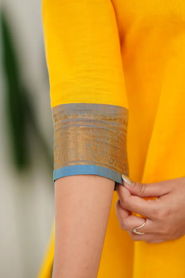 Yellow_and_Light_Blue_Shade_Kanchi_cotton_Salwar_With_Dupatta