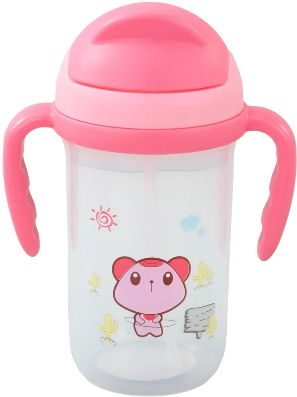 Pink_&_White_Cute_Teddy_Straw_Sipper_With_Handle