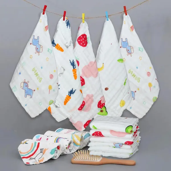 White_Muslin_6_Layer_Cotton_Face_Towels_For_Newborn_Baby_Extra_Soft_Hankies_Reusable_Napkins_(Pack_Of_5)