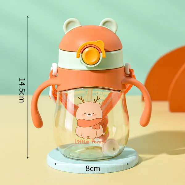 Orange_Little_Baby_Sipper_Sippy_Cup_300Ml,_Anti-Spill_Soft_Silicone_Straw,_6_Months