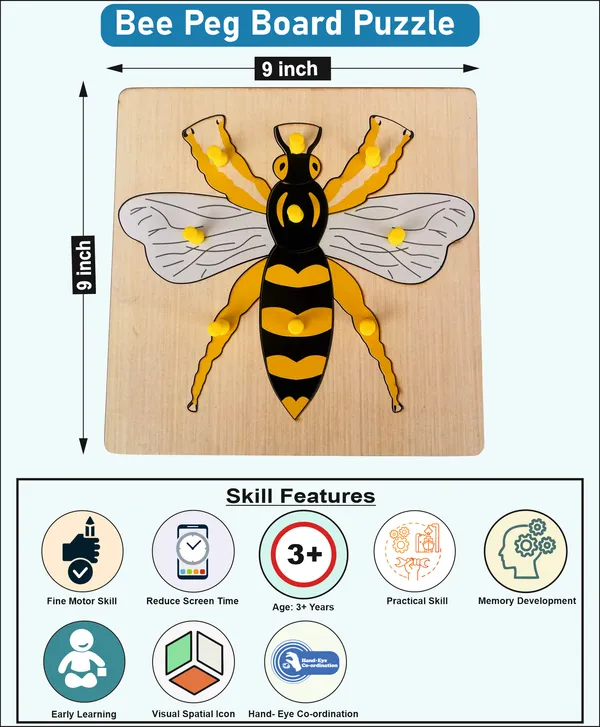 Wooden_Bee_Parts_Peg_Board_Puzzle_For_Kids_9X9_Inch