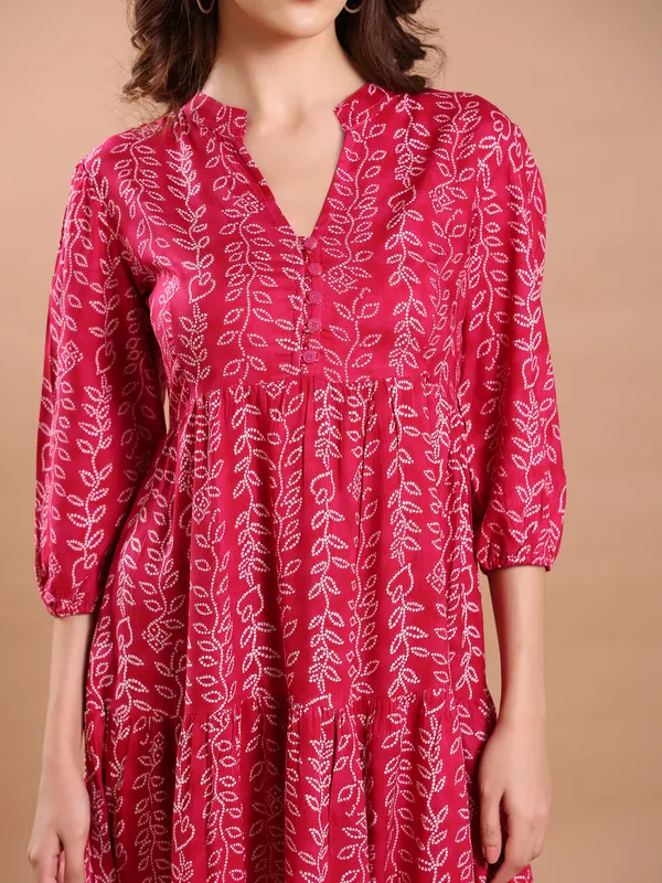 Bandhani_Print_Rayon_One_Piece_Midi_Dress_For_Women