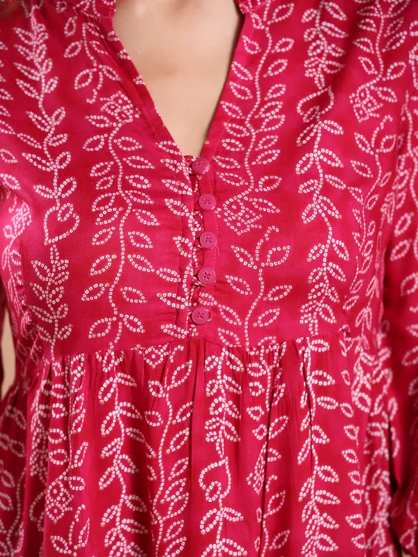 Bandhani_Print_Rayon_One_Piece_Midi_Dress_For_Women