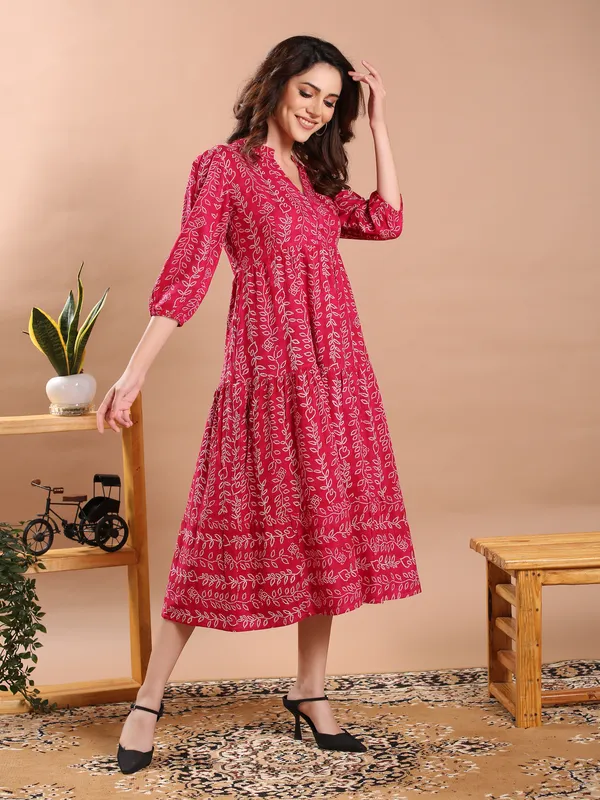 Bandhani_Print_Rayon_One_Piece_Midi_Dress_For_Women