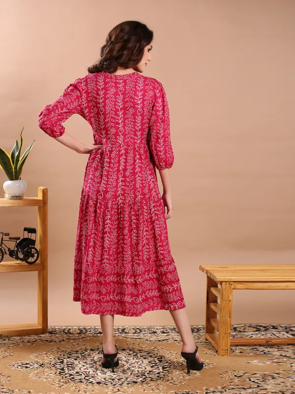 Bandhani_Print_Rayon_One_Piece_Midi_Dress_For_Women