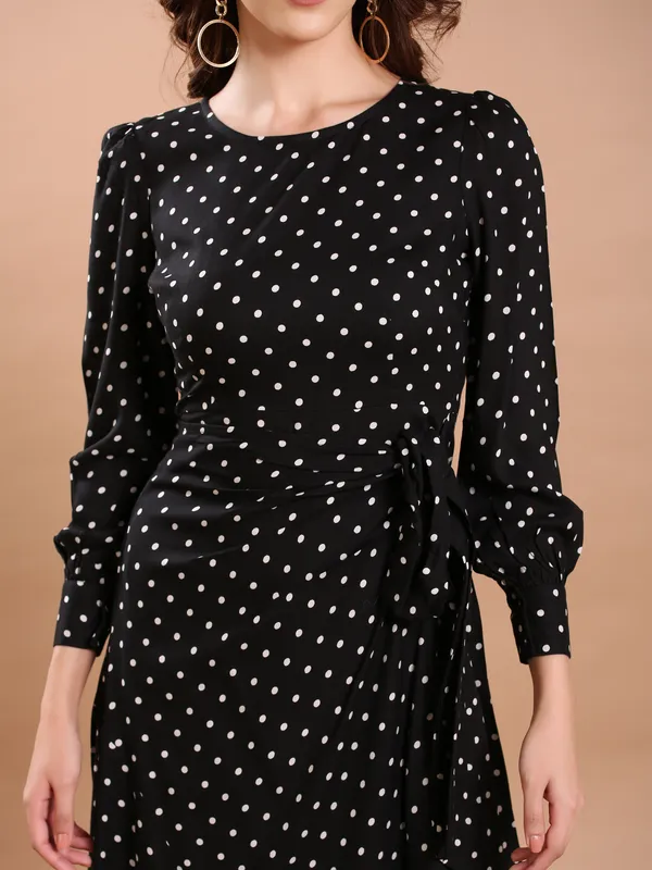 Black_&_White_Polka_Dote_One_Piece_Midi_Dress_For_Women