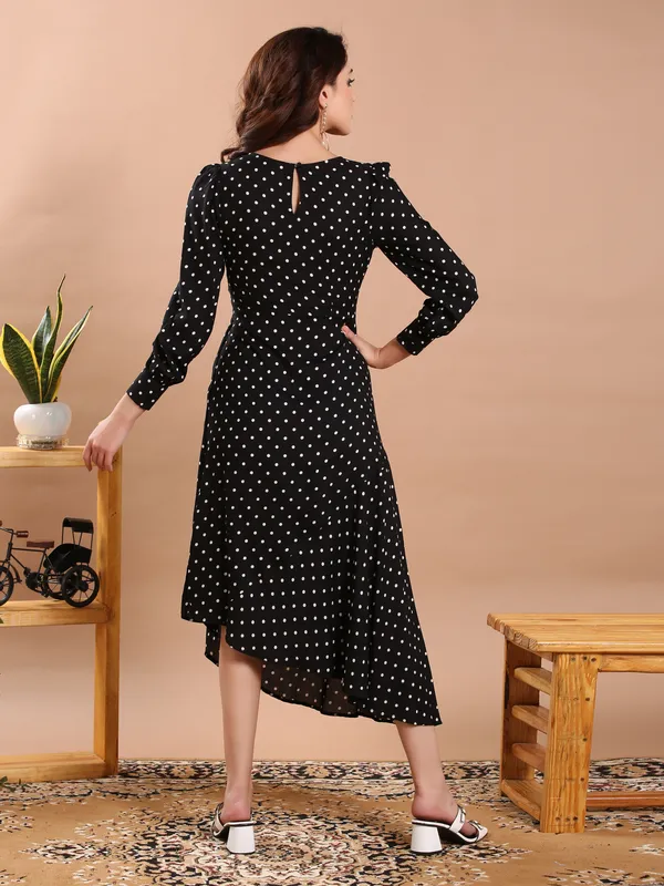 Black_&_White_Polka_Dote_One_Piece_Midi_Dress_For_Women