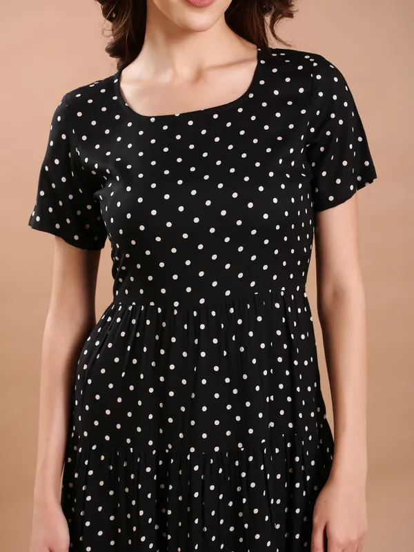 Black_&_White_Polka_Midi_Dress_For_Women