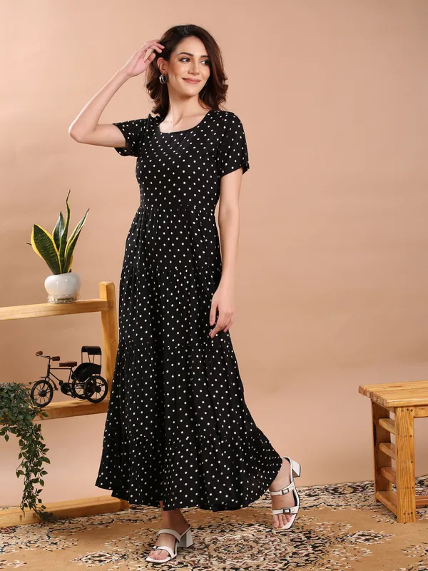 Black_&_White_Polka_Midi_Dress_For_Women
