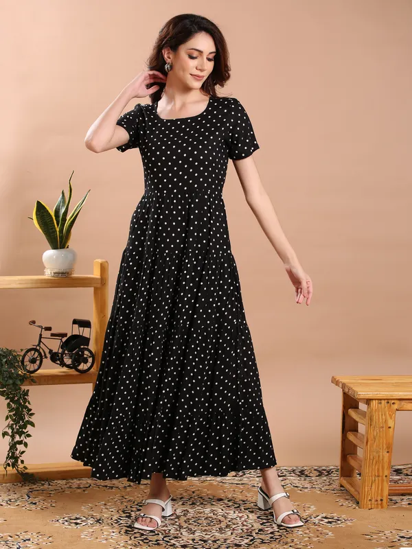 Black_&_White_Polka_Midi_Dress_For_Women