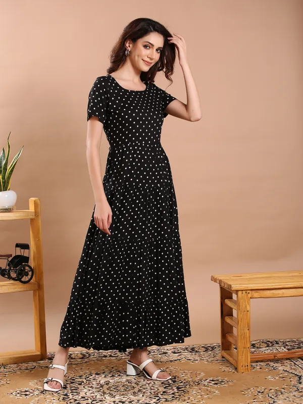 Black_&_White_Polka_Midi_Dress_For_Women