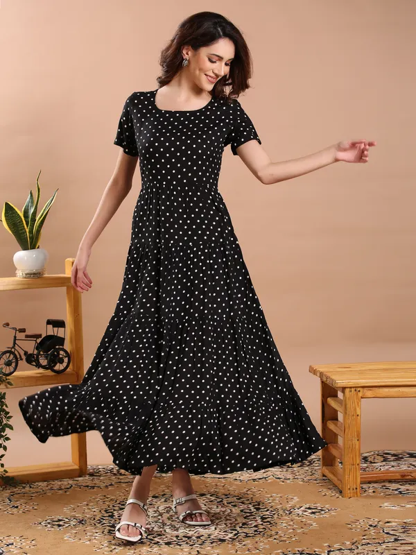 Black_&_White_Polka_Midi_Dress_For_Women