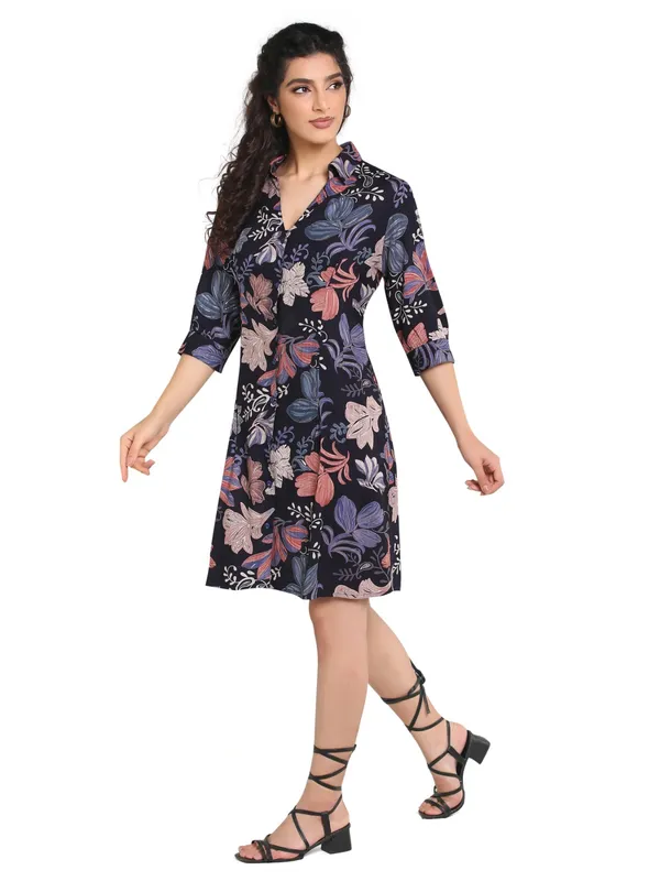 Blue_Foil_One_Piece_Midi_Dress_For_Women