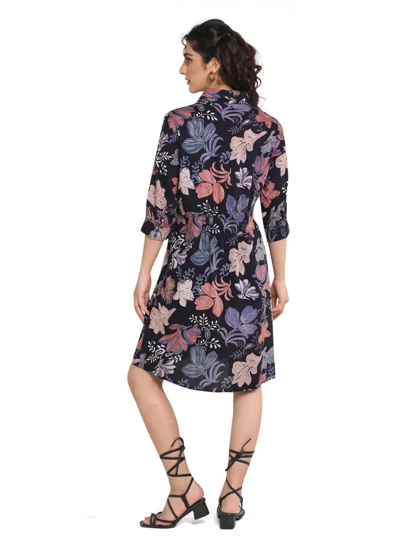 Blue_Foil_One_Piece_Midi_Dress_For_Women