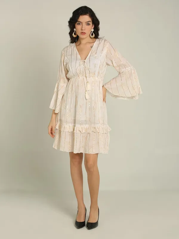 White_Lurex_One_Piece_Midi_Dress_For_Women