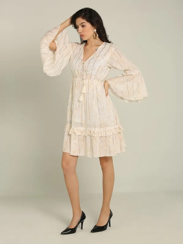 White_Lurex_One_Piece_Midi_Dress_For_Women