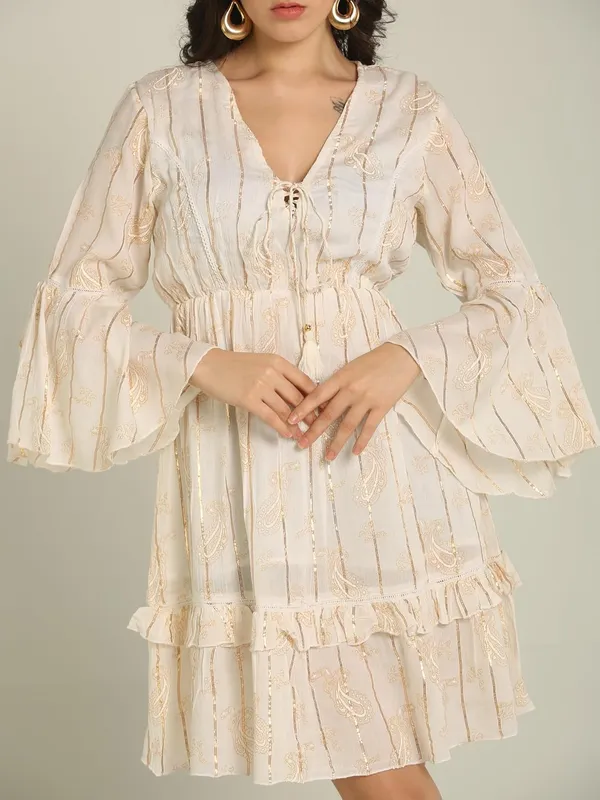 White_Lurex_One_Piece_Midi_Dress_For_Women