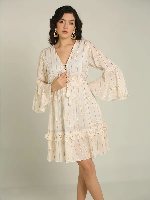 White_Lurex_One_Piece_Midi_Dress_For_Women