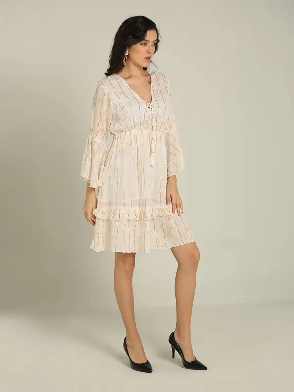 White_Lurex_One_Piece_Midi_Dress_For_Women