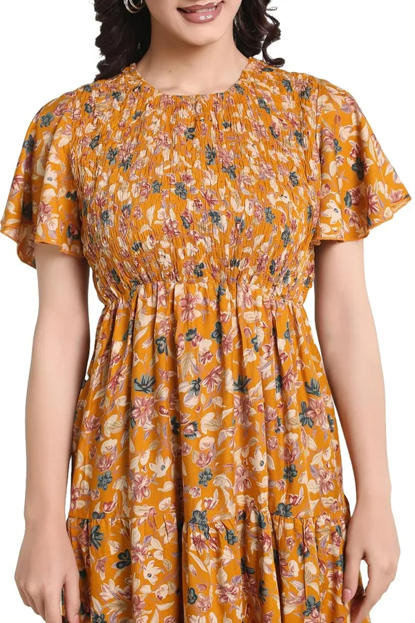 Yellow_Rayon_One_Piece_Midi_Dress_For_Women